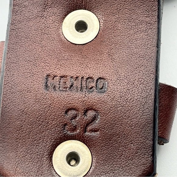 Western Lace Brown Leather Belt Silver Metal Tone Removeable Buckle 32" x 1.5 - Picture 5 of 7